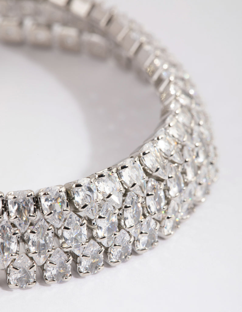 Rhodium Cubic Zirconia Tennis Bracelet