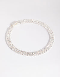 Silver Cubic Zirconia Layered Cup Chain Tennis Bracelet - link has visual effect only