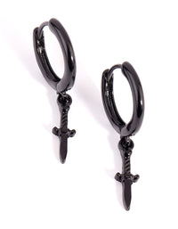 Matte Black Mini Dagger Huggie Earrings - link has visual effect only