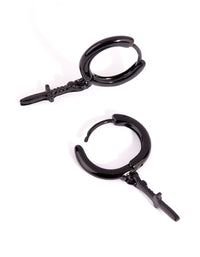 Matte Black Mini Dagger Huggie Earrings - link has visual effect only