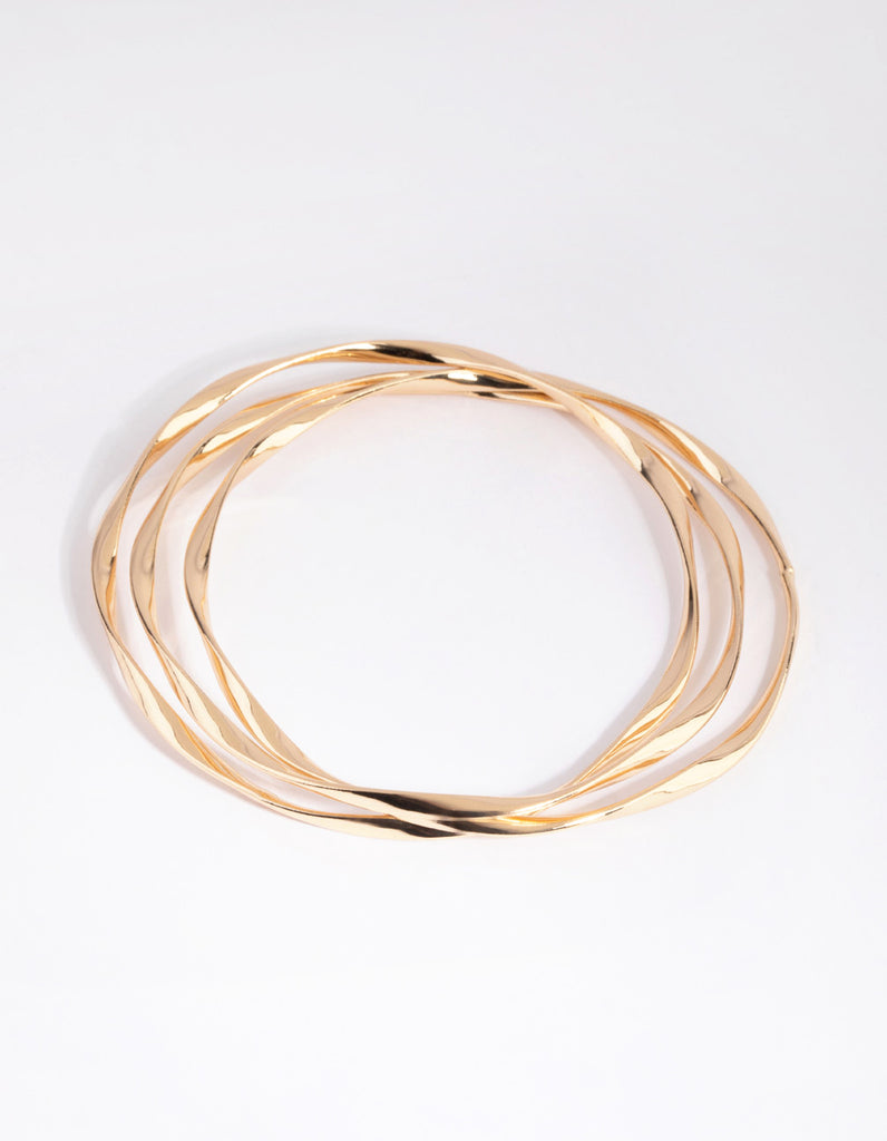 Gold Thin Wavy Bangle Pack