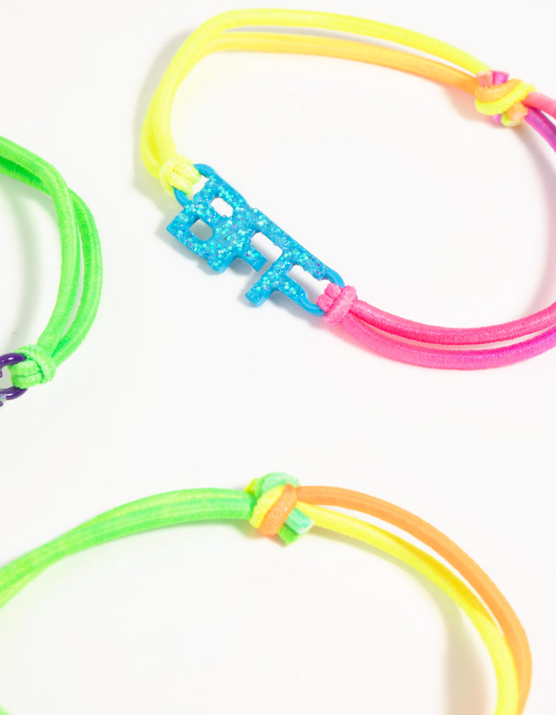 Kids Fluro Diamante Best Friend Bracelet Pack