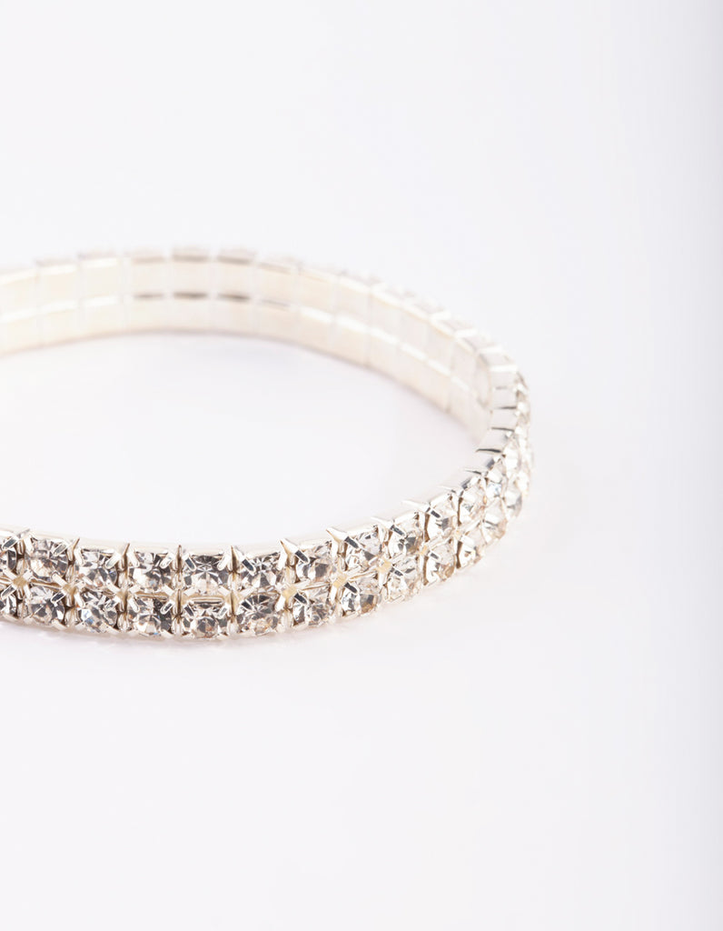 Silver Diamante Stretch Bracelet