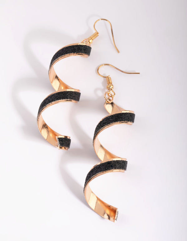 Black Glitter Drop Earrings