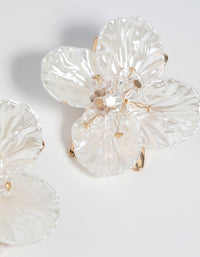 Gold Large Pearlised Flower Earrings - link has visual effect only