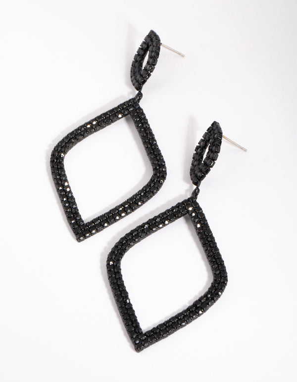 Matte Black Diamante Drop Earrings