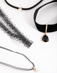 Gold Lace & Teardrop Choker 4-Pack - link has visual effect only