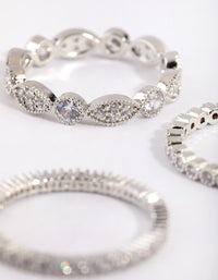 Silver Oval & Circle Cubic Zirconia Ring Pack - link has visual effect only