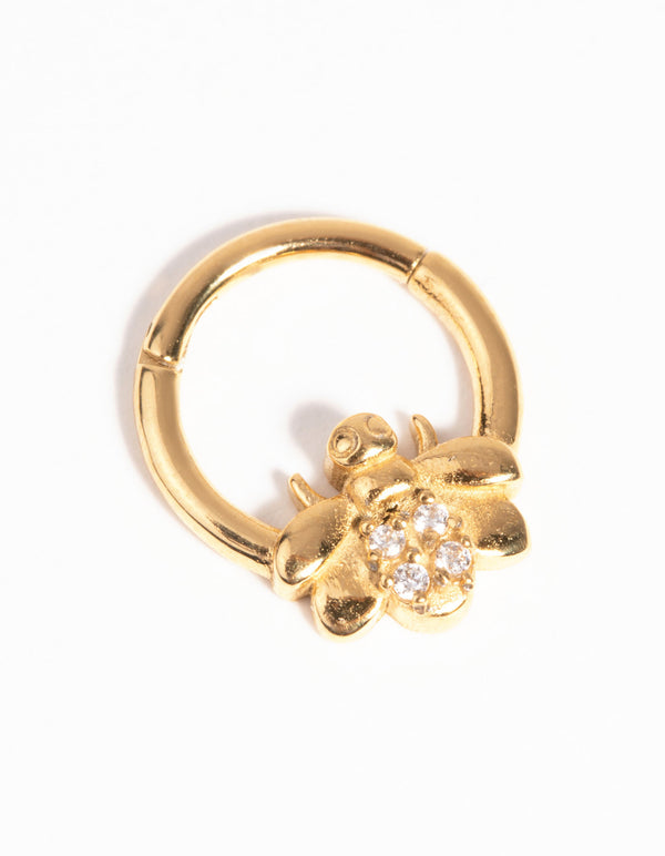 Gold-Plated Surgical Steel Bee Clicker Ring