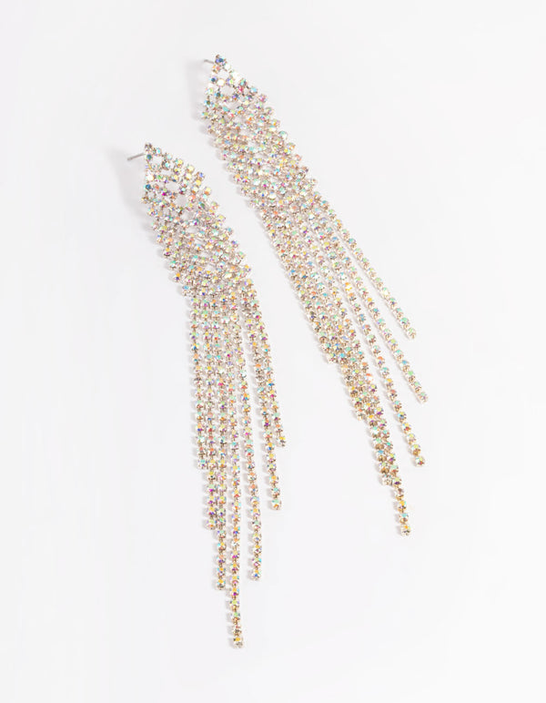 Silver Diamante Drop Earrings