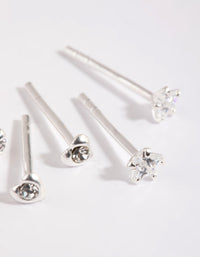 Sterling Silver Diamante Stud Earring Pack - link has visual effect only