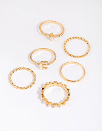 Gold Plated Vintage Ring 6-Pack with Freshwater Pearls - link has visual effect only