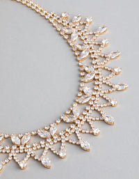 Gold Cubic Zirconia Statement Pointed Necklace - link has visual effect only