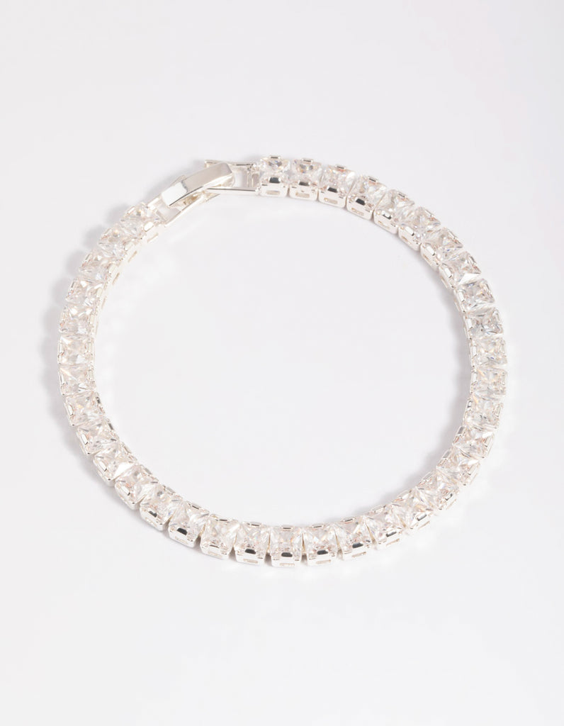 Silver Cubic Zirconia Cup Chain Bracelet