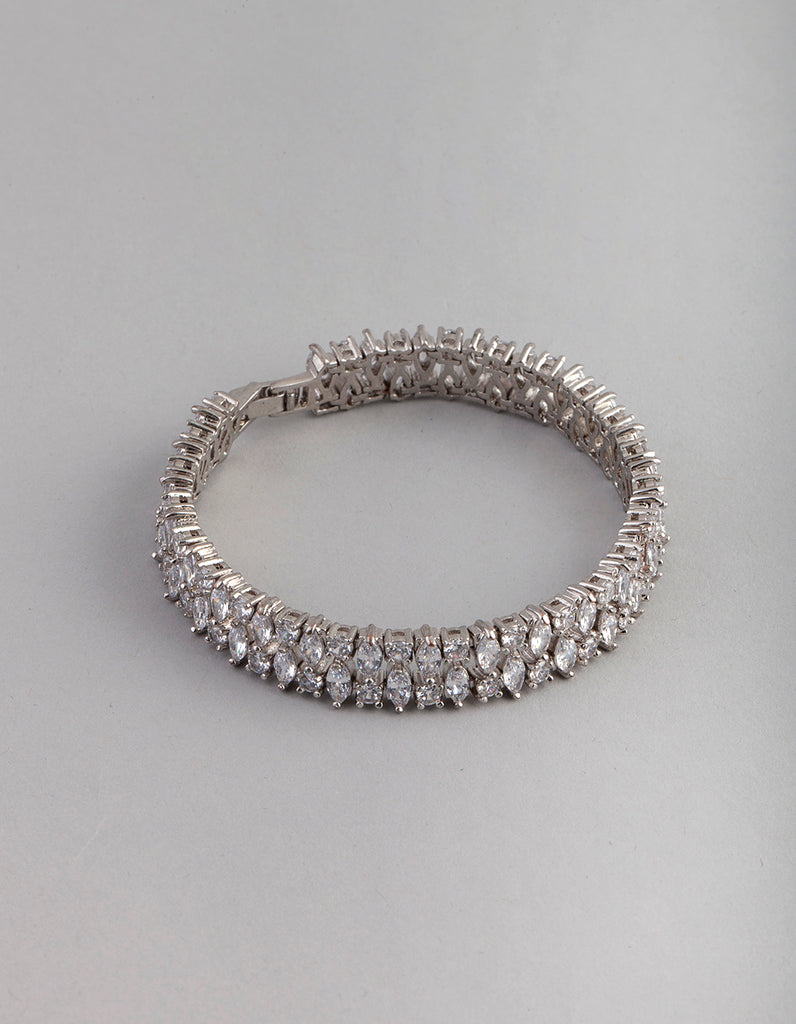 Silver Cubic Zirconia Oval Bracelet