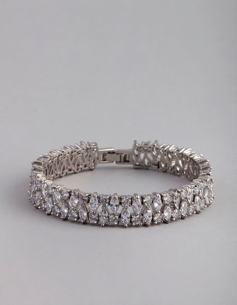 Silver Cubic Zirconia Oval Bracelet