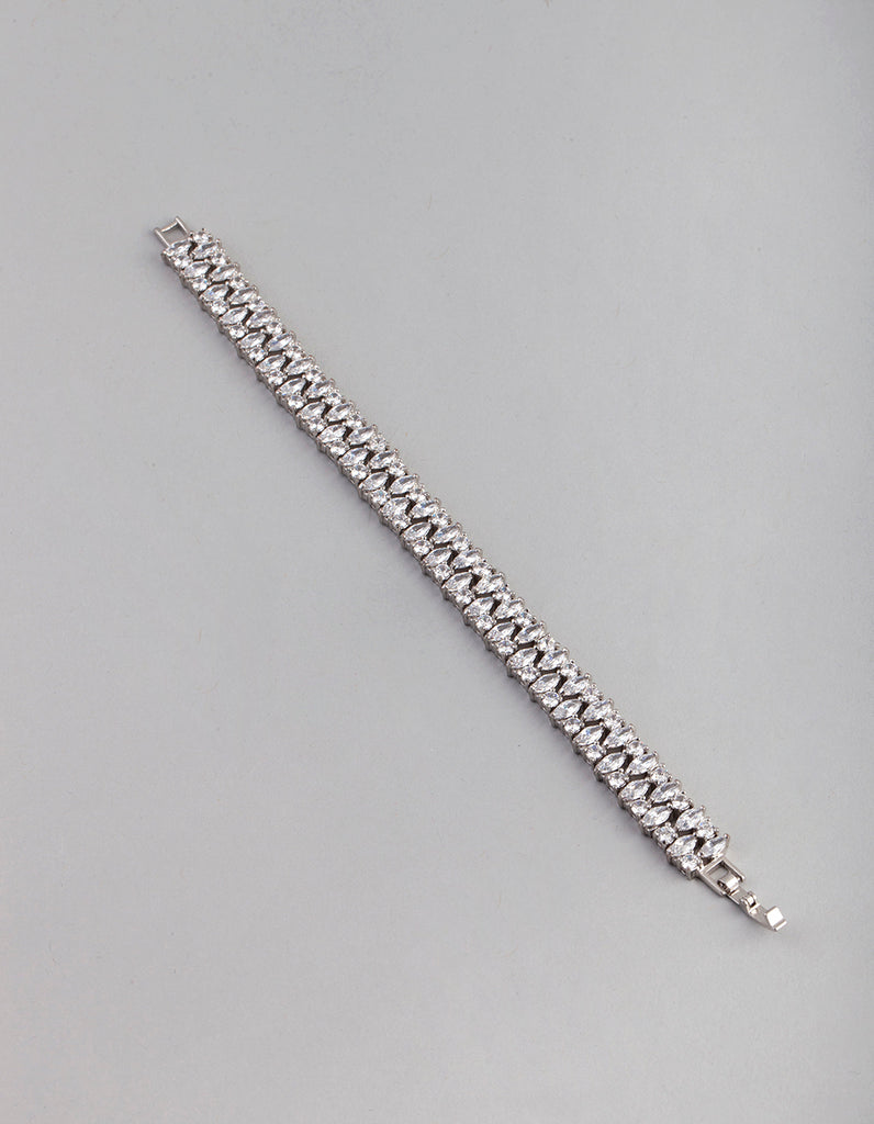 Silver Cubic Zirconia Oval Bracelet