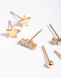 Gold Plated Surgical Steel Star Stud Earring Pack - link has visual effect only