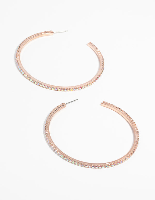 Rose Gold Diamante Hoop Earrings