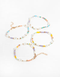 Gold Beaded Bracelet 4-Pack - link has visual effect only