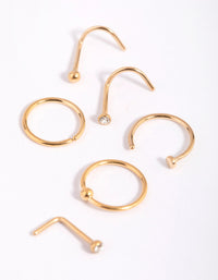 Gold-Plated Titanium Nose Stud 6-Pack - link has visual effect only