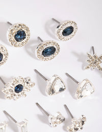 Royal Blue Diamante Ring & Earring 8-Pack - link has visual effect only