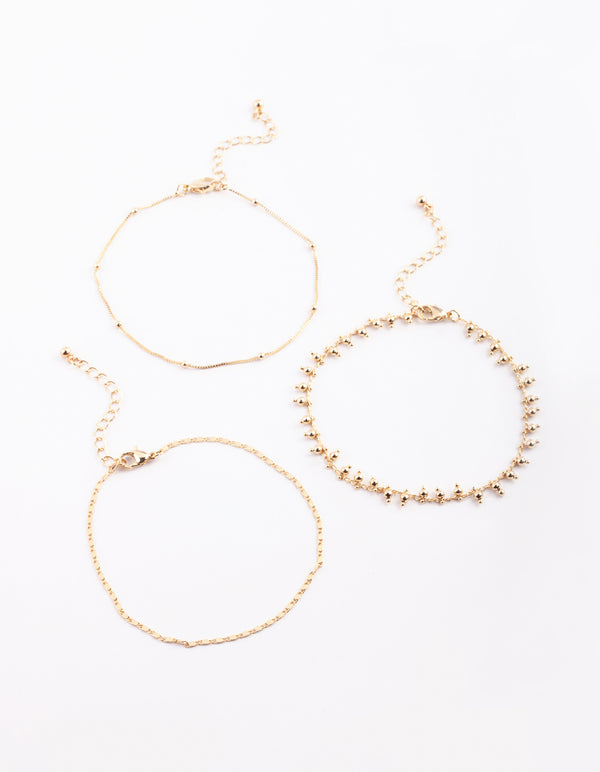 Gold Plated Dainty Anklet Pack