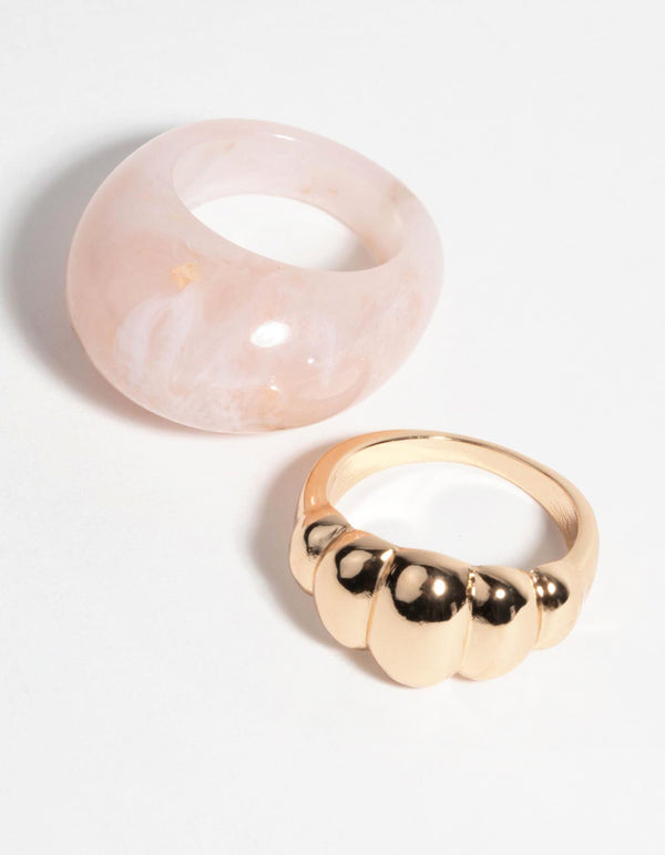 Brown Crescent Ring Set