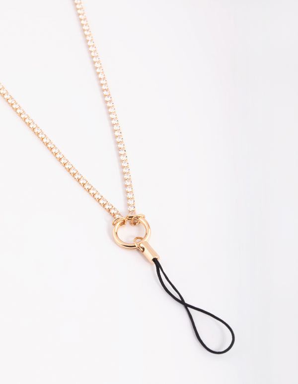 Gold Cubic Zirconia Phone Chain