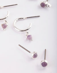 Silver Earring Stack Pack with Amethyst - link has visual effect only