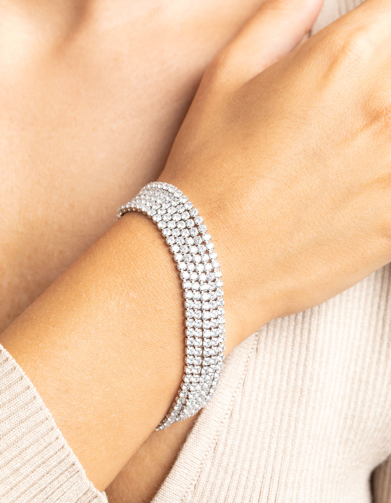 Rhodium Layered Cubic Zirconia Bracelet