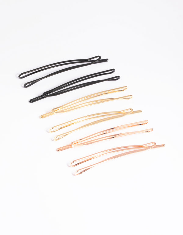 Mixed Metallic Hair Slide 6-Pack