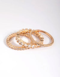 Gold Cubic Zirconia Triple Band Ring - link has visual effect only