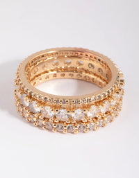 Gold Cubic Zirconia Triple Band Ring - link has visual effect only