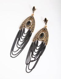 Gunmetal Chain Drop Earrings - link has visual effect only