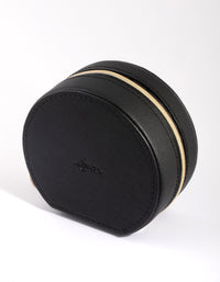 Black Faux Leather Mirror Travel Jewellery Box - link has visual effect only