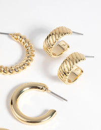 Gold Plated Twisted Hoop Earring Pack - link has visual effect only