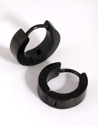 Matte Black Wide Huggie Hoop Earrings - link has visual effect only