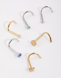 Mixed Surgical Steel Sapphire Nose Stud 6-Pack - link has visual effect only