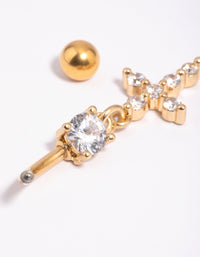 Gold Plated Surgical Steel Cros Belly Bar - link has visual effect only