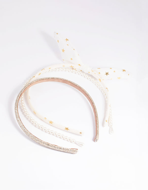 Kids Glitter Star & Pearl Headband Pack