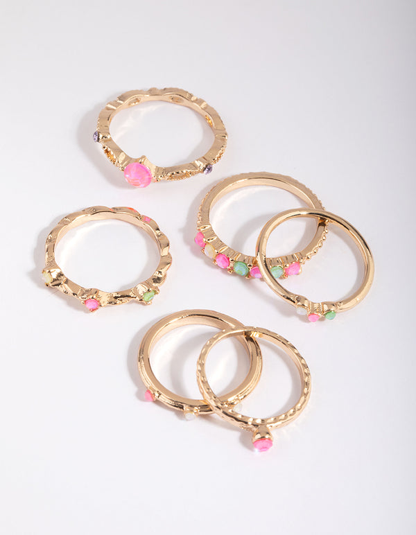 Gold Stone Ring 6-Pack