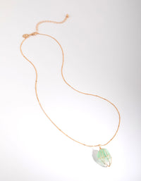 Gold Green Fluorite Statement Necklace - link has visual effect only