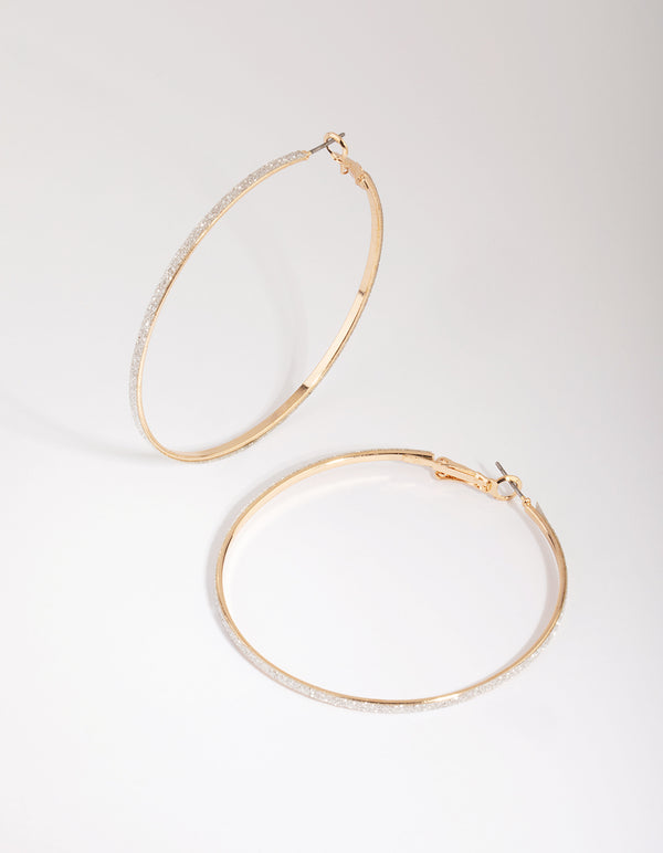 Gold Glitter Hoop Earrings