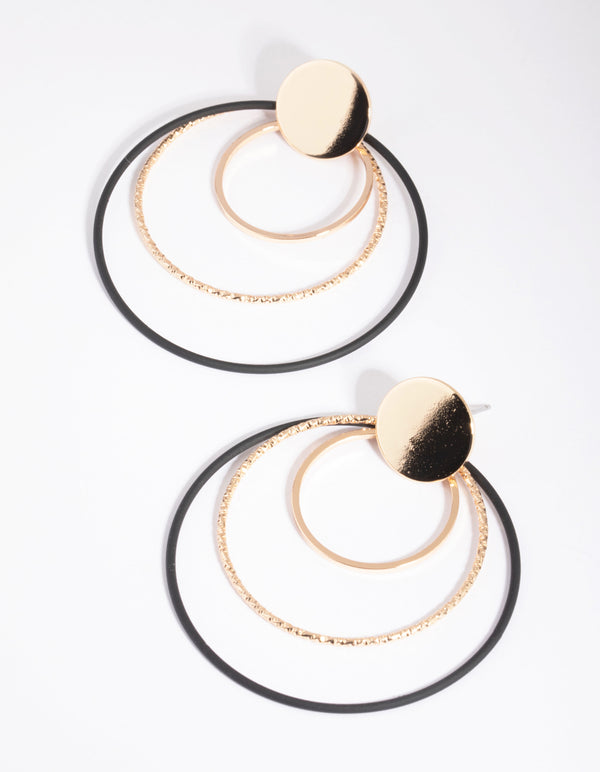 Black Circle Drop Earrings