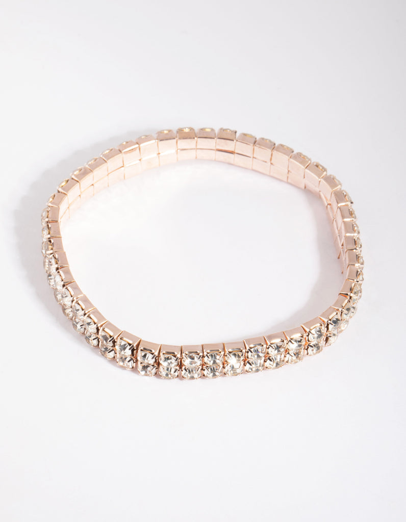 Rose Gold Diamante Stretch Bracelet