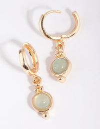 Jade Semi-Precious Huggie Hoop Earrings - link has visual effect only