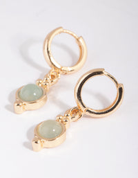 Jade Semi-Precious Huggie Hoop Earrings - link has visual effect only