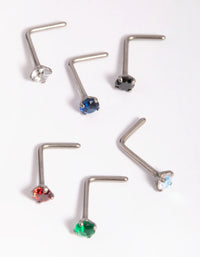 Titanium Mixed Stone Nose Stud 6-Pack - link has visual effect only