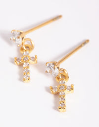 Gold Plated Surgical Steel Cross Stud Earrings - link has visual effect only